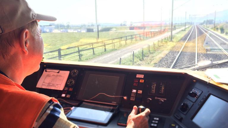 Harsco Rail conductor on tracks