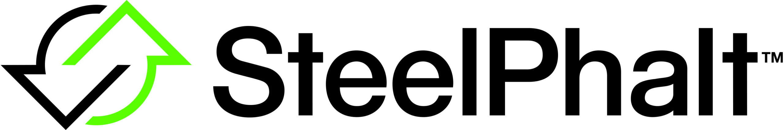 SteelPhalt Logo 2024 - Black with Green up-arrow